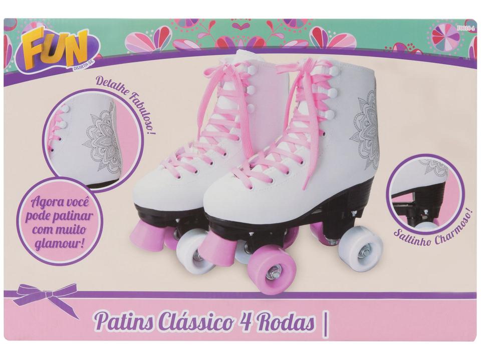 Patins 4 Rodas Infantil Fun F0010-3 Branco e Rosa - 8