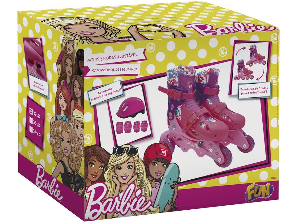 Patins In Line Infantil Barbie Fun - Rosa com Acessórios - 5