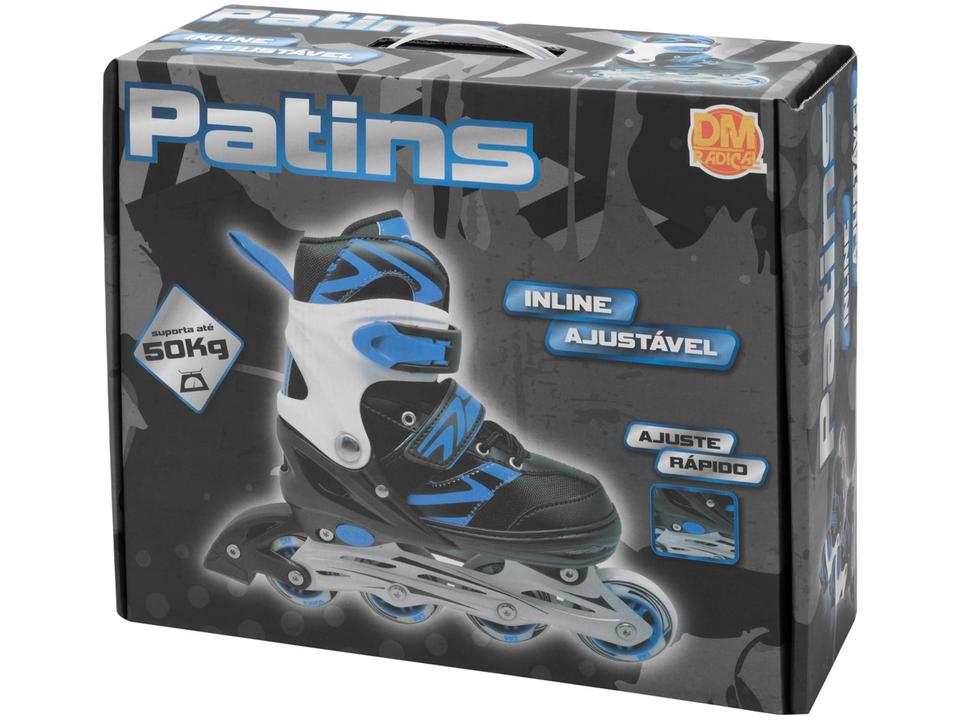 Patins In Line Infantil DM Radical Azul e Preto - 9