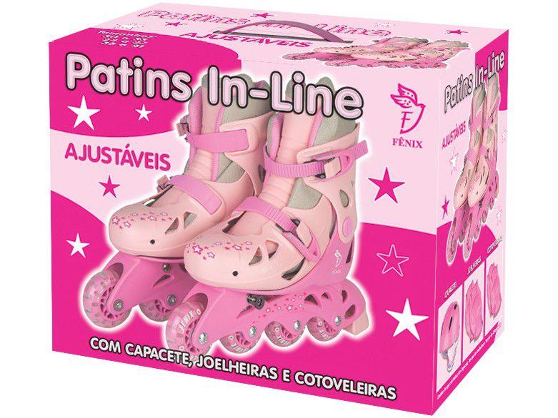Patins in Line Infantil Fênix Rosa - com Acessórios - 2