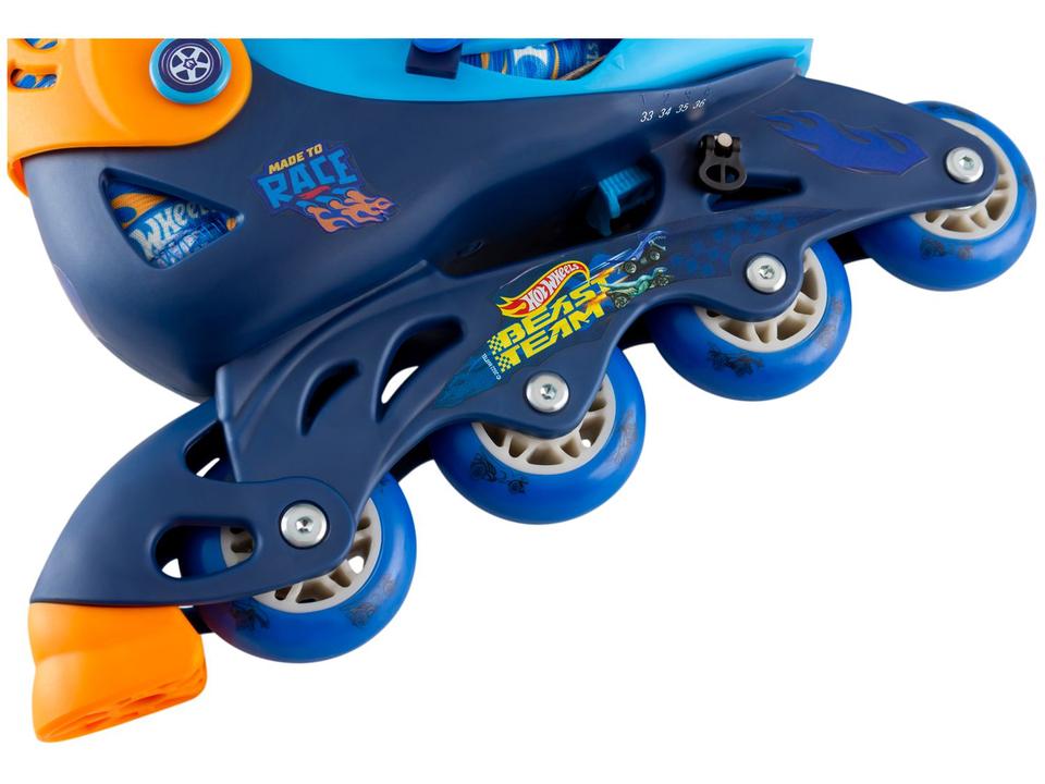 Patins In Line Infantil Fun Hot Wheels - Azul e Preto com Acessórios - 6