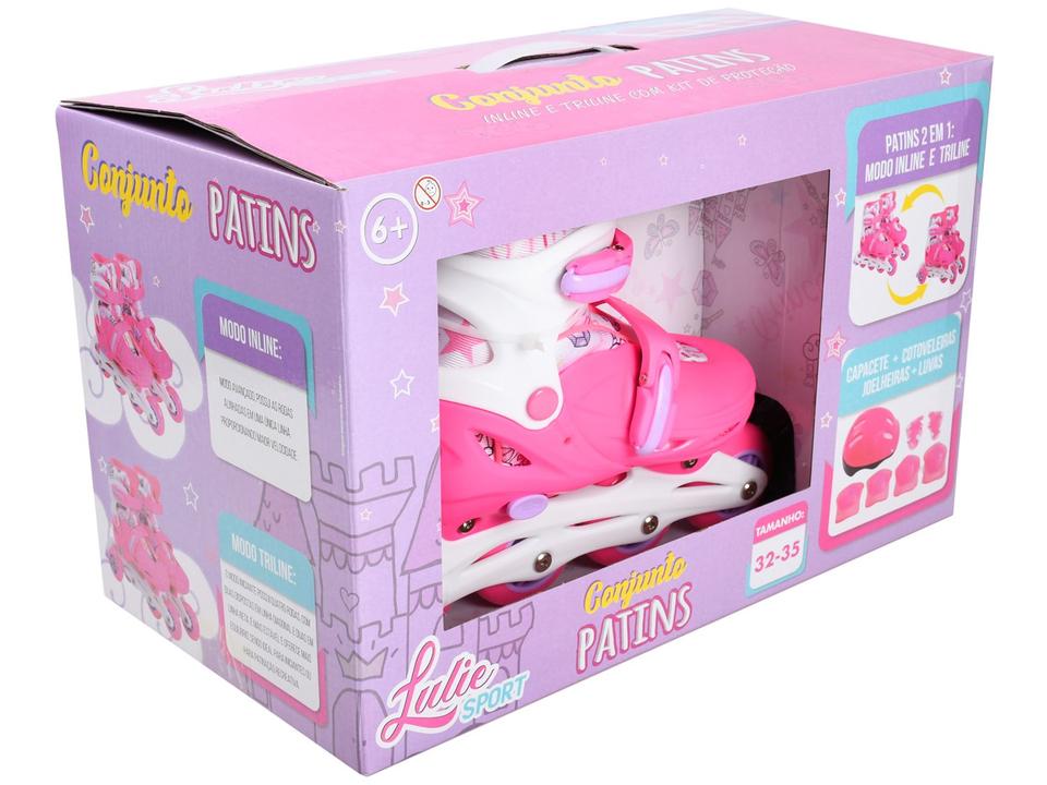 Patins in Line Infantil Princess Lulie Sport ML005 Rosa com Acessórios - 4
