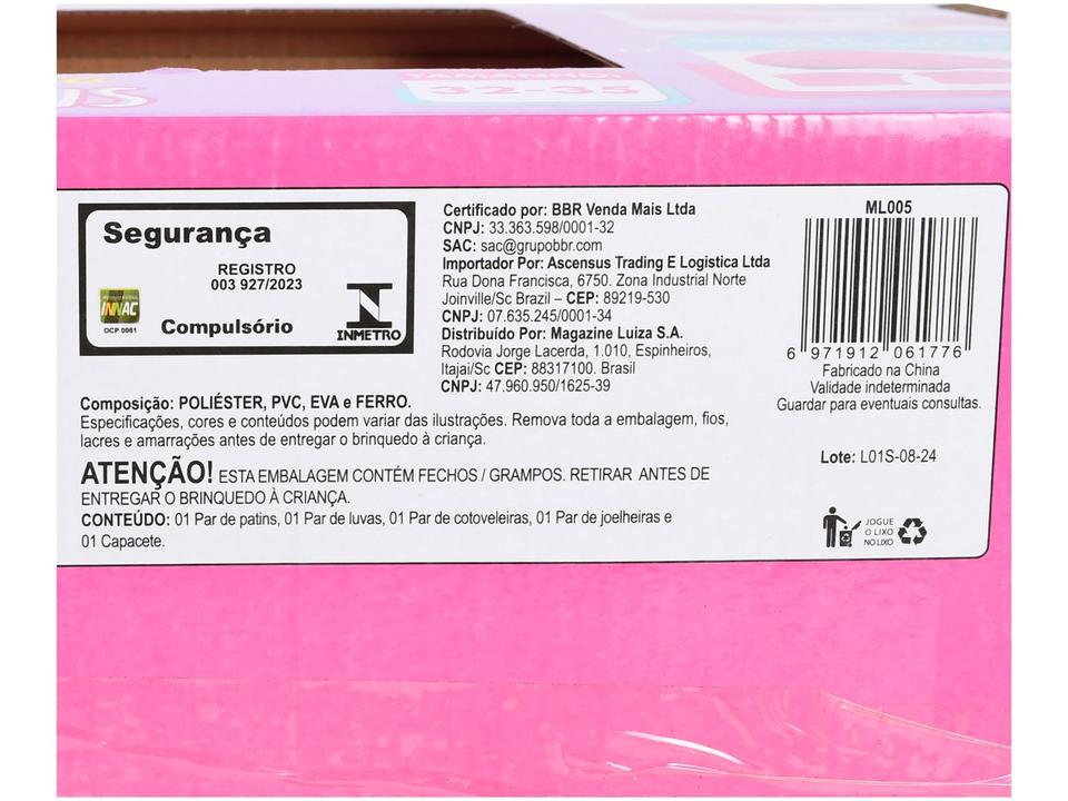 Patins in Line Infantil Princess Lulie Sport ML005 Rosa com Acessórios - 5