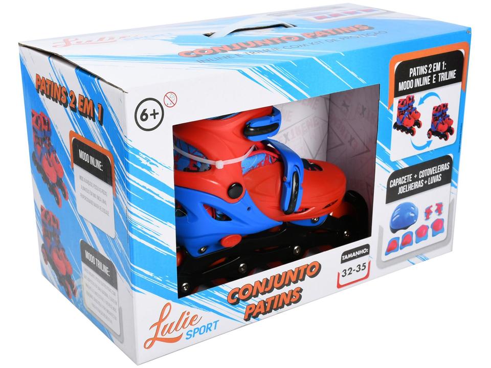 Patins in Line Infantil Xtreme Lulie Sport ML004 Vermelho Azul e Preto com Acessórios - 6