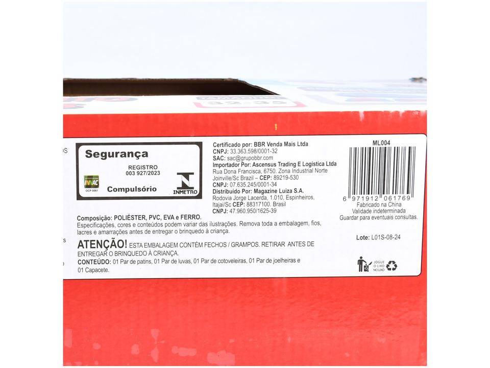 Patins in Line Infantil Xtreme Lulie Sport ML004 Vermelho Azul e Preto com Acessórios - 7