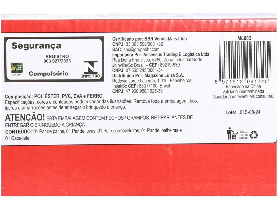 Patins in Line Xtreme Lulie Sport ML002 Vermelho Azul e Preto com Acessórios - 6