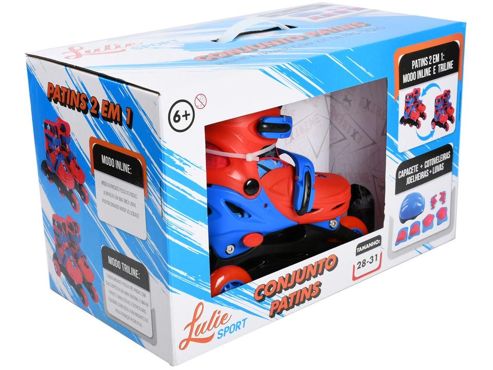 Patins in Line Xtreme Lulie Sport ML002 Vermelho Azul e Preto com Acessórios - 5