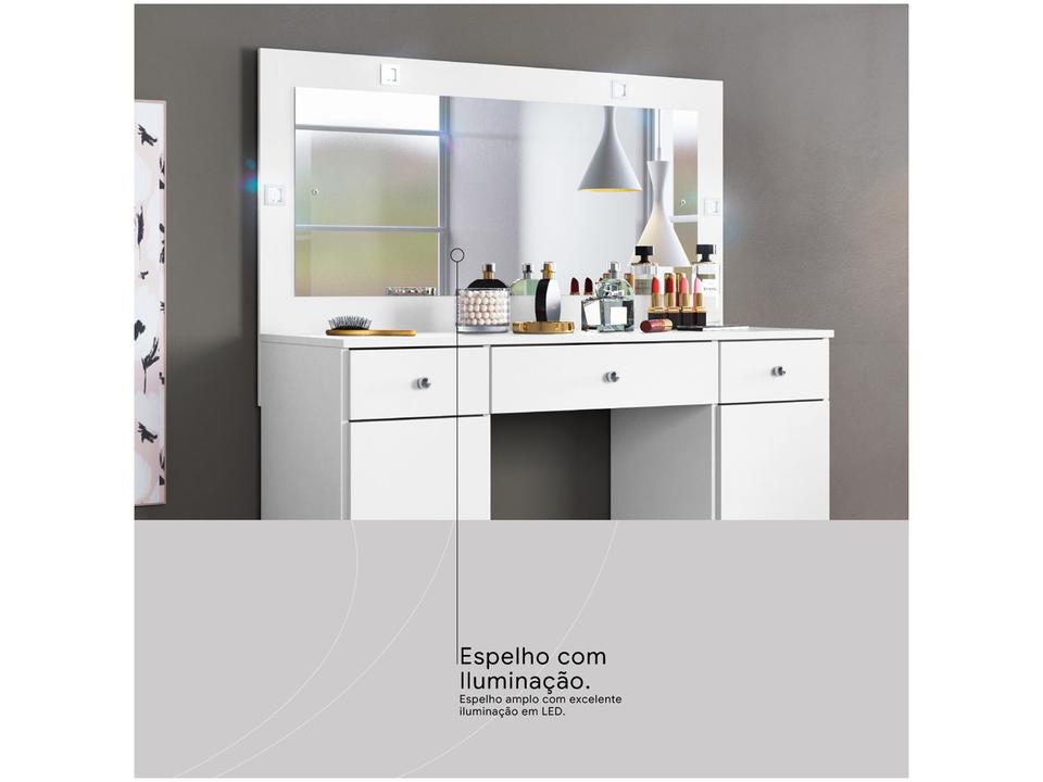 Penteadeira Camarim com Espelho e LED 3 Gavetas 2 Portas Demóbile Carisma - 5