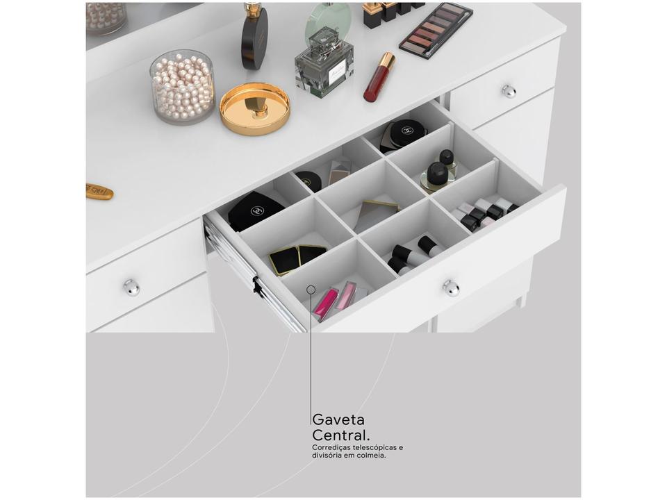 Penteadeira Camarim com Espelho e LED 3 Gavetas 2 Portas Demóbile Carisma - 6