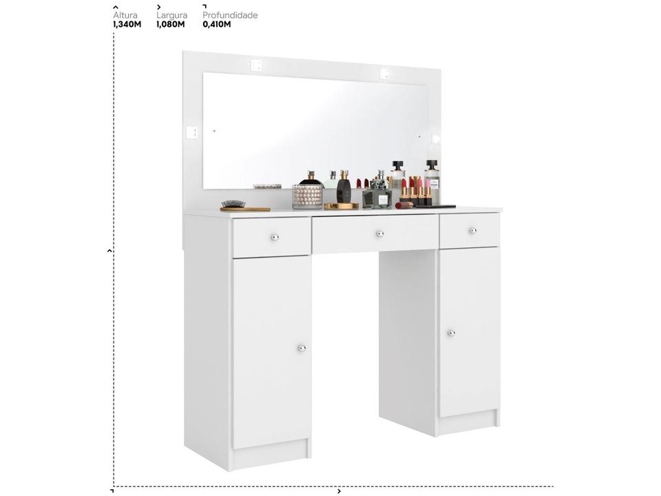 Penteadeira Camarim com Espelho e LED 3 Gavetas 2 Portas Demóbile Carisma - 7