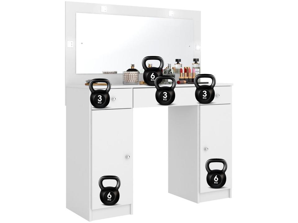 Penteadeira Camarim com Espelho e LED 3 Gavetas 2 Portas Demóbile Carisma - 8