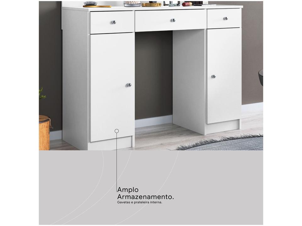 Penteadeira Camarim com Espelho e LED 3 Gavetas 2 Portas Demóbile Carisma - 2