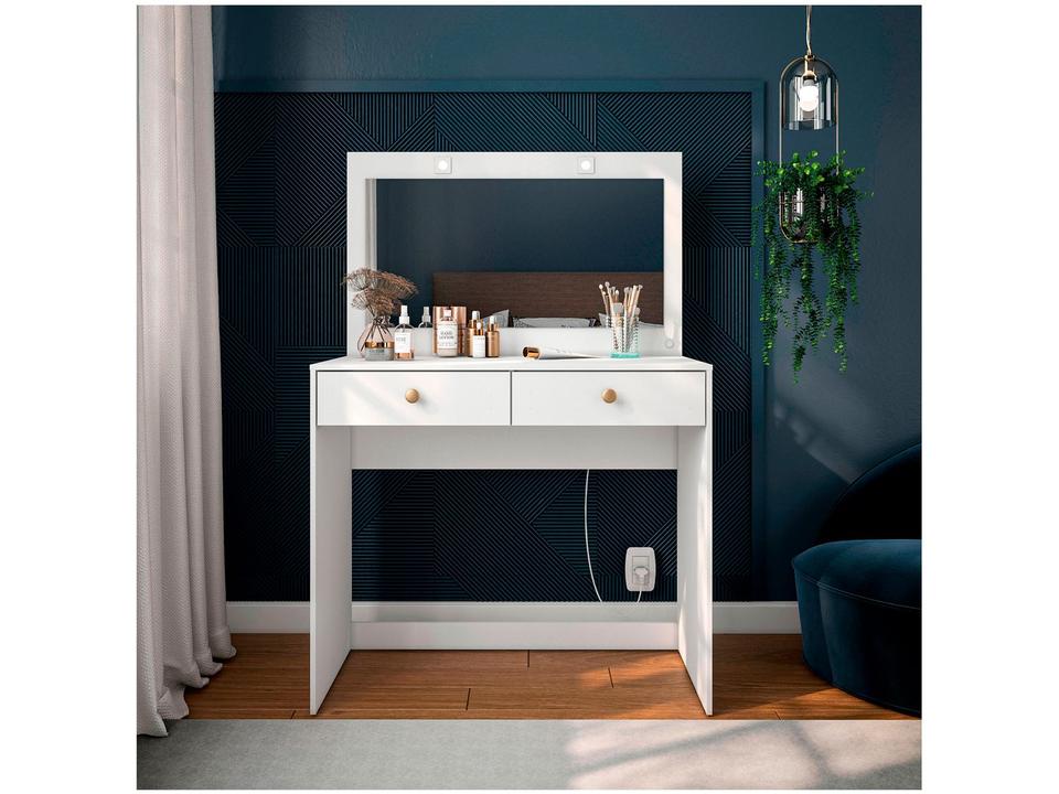 Penteadeira com Espelho e LED 2 Gavetas Politorno Móveis Valência - 1