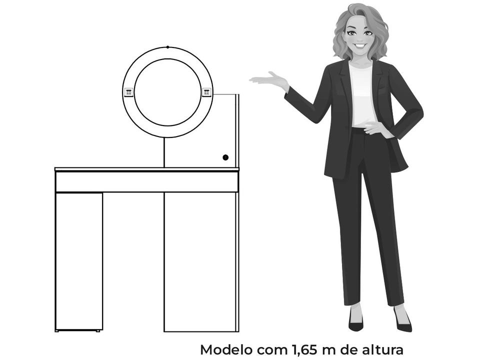 Penteadeira com Espelho e LED Móveis Albatroz Aurea - 5