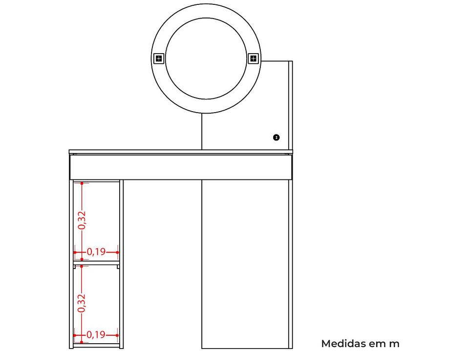 Penteadeira com Espelho e LED Móveis Albatroz Aurea - 4