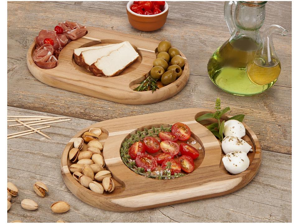 Petisqueira de Madeira Oval 2 Peças - 1