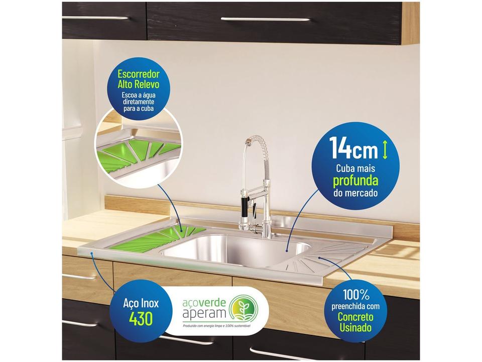 Pia de Cozinha Com Válvula Inox GNX 105x14x53cm PIA10001 - 2
