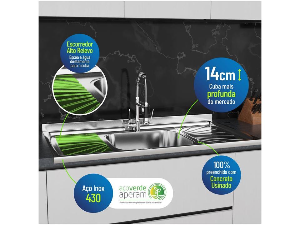 Pia de Cozinha Com Válvula Inox GNX 120x53cm PIA10001 - 2