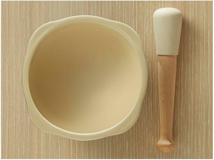 Pilão e Mortar de Madeira e Cerâmica Emile Henr - 1