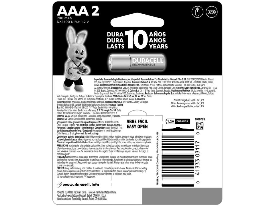 Pilha Recarregável AAA Palito 900 mAh 2 Unidades - 2