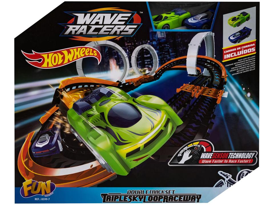 Pista Hot Wheels Triple Sky Loop Wave Racers - Fun - 11