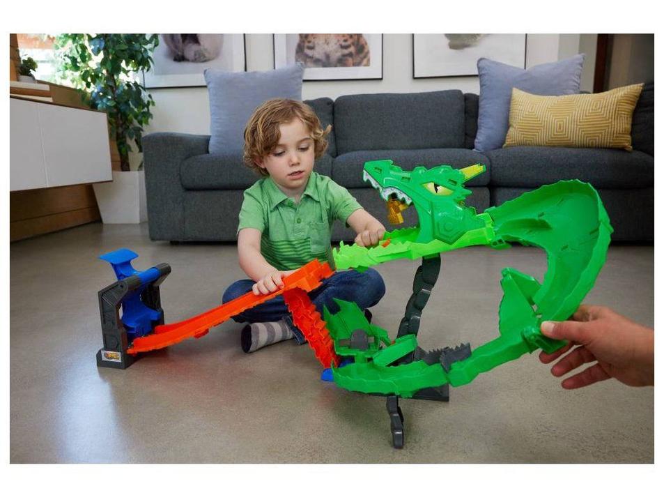 Pista Hot Wheels Tubarões vs Dinossauros Destruição Mattel - 1