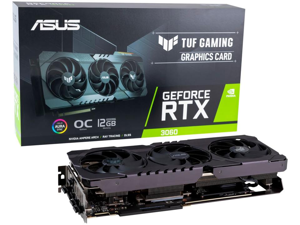 Placa de Vídeo Asus GeForce RTX 3060 - 12GB GDDR6 192 bits TUF Gaming TUFRTX3060O12GG