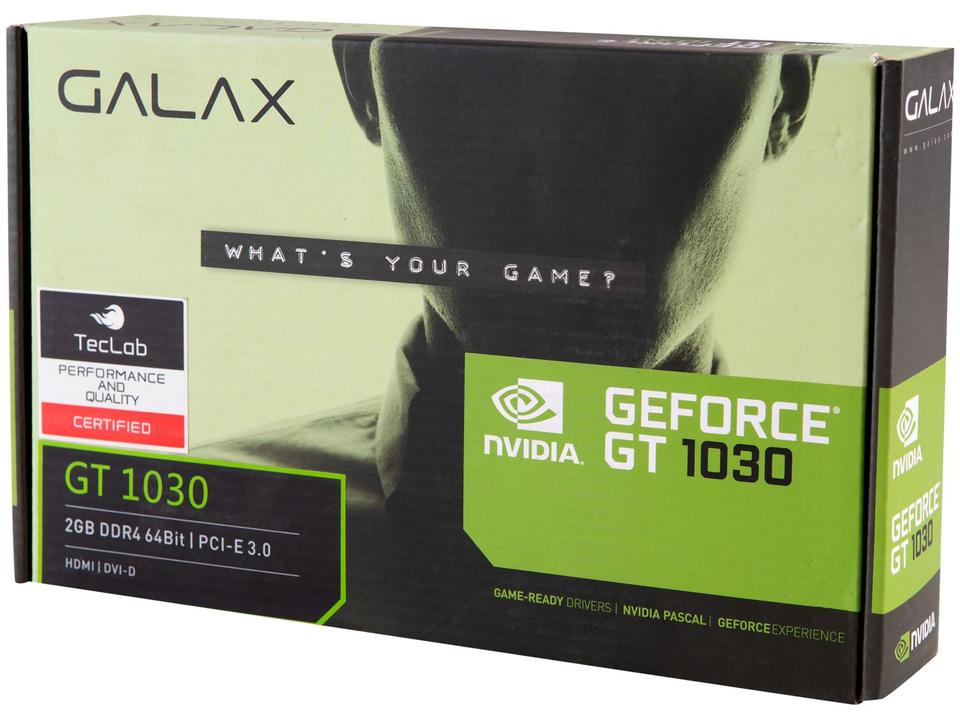 Placa de Vídeo Galax GeForce GT 1030 2GB - DDR4 64 bits - 9