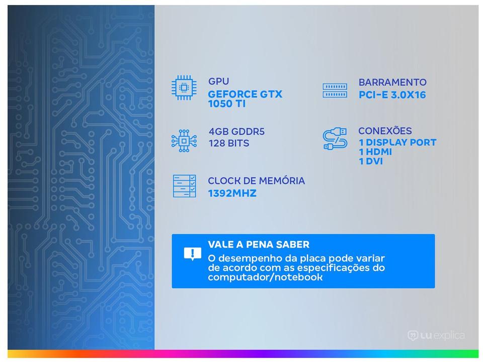 Placa de Vídeo Palit GeForce GTX 1050 Ti - 1
