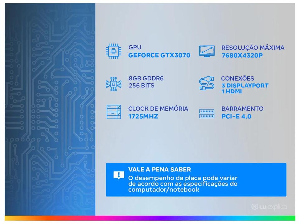 Placa de Vídeo Palit GeForce RTX 3070 8GB GDDR6 256 bits GameRock - 1