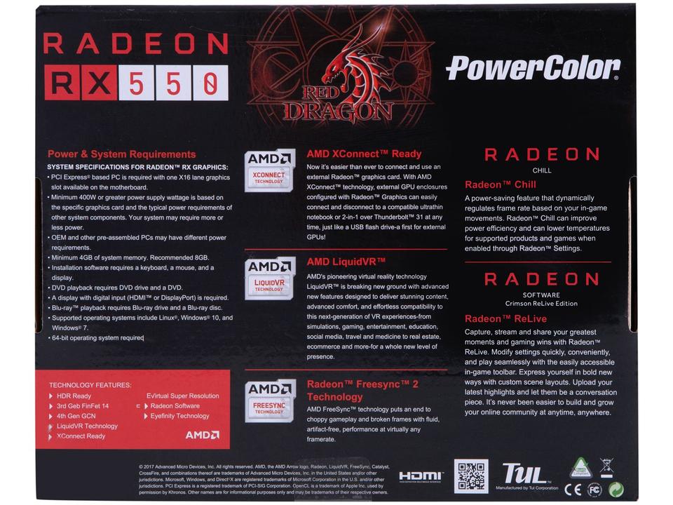 Placa de Vídeo Power Color Radeon RX 550 - 8