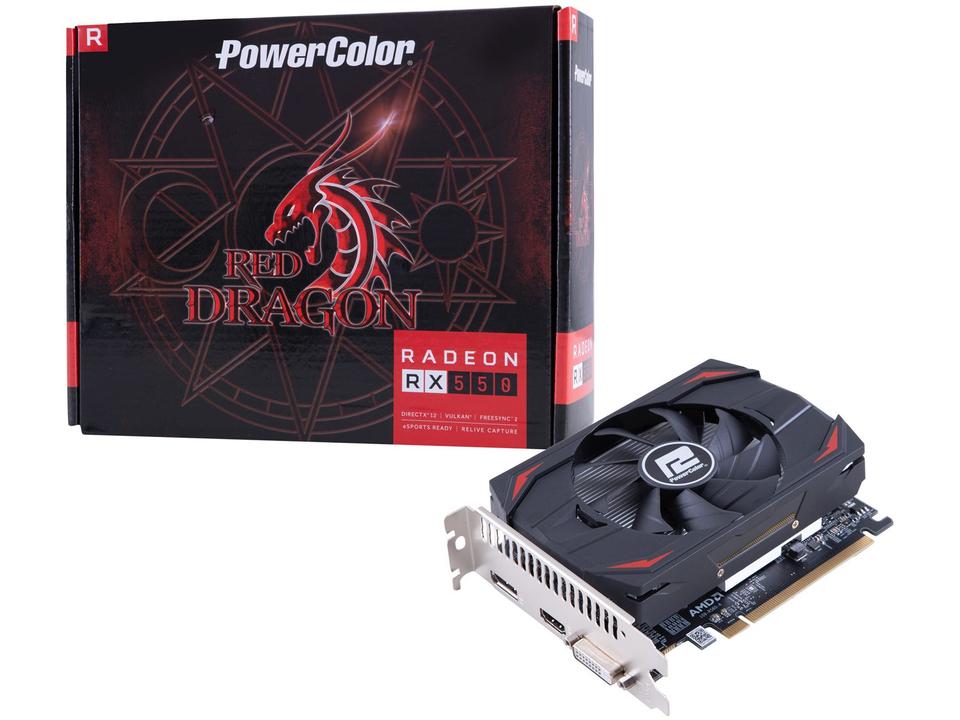 Placa de Vídeo Power Color Radeon RX 550 - 2GB GDDR5 128 bits Red Dragon