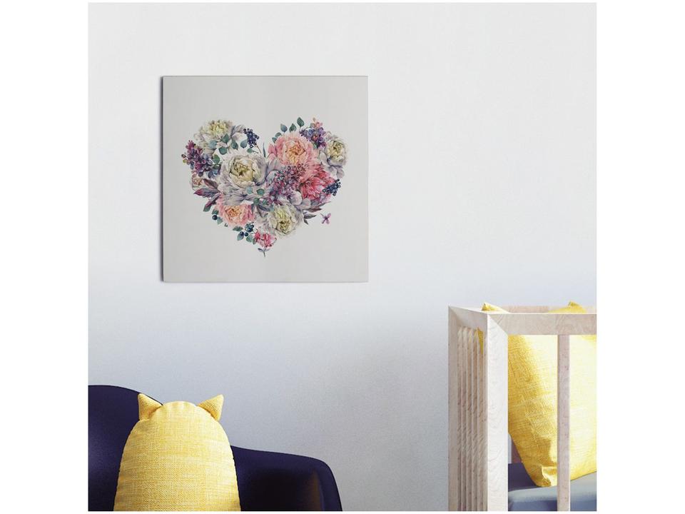 Placa Decorativa MDF Heart Flower 29x29cm - Design Up Living - 1