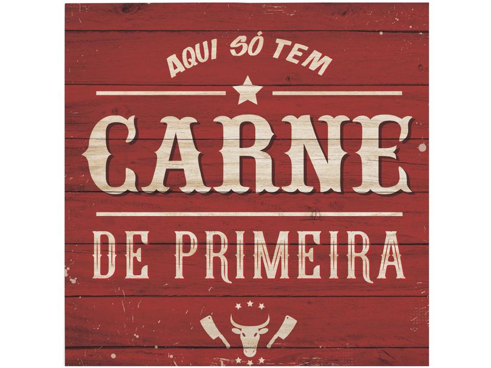 Placa Decorativa MDF Open Bar Carne de Primeira - 29x29cm Design Up Living