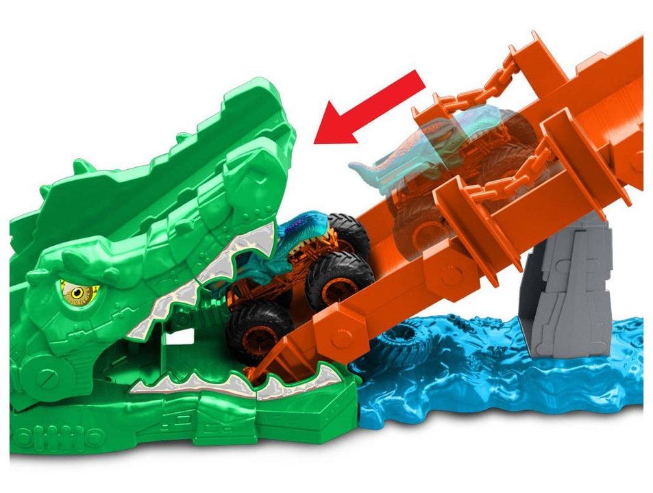 Playset Hot Wheels Monster Trucks Com Mega-Wrex e Crocodilo - 3