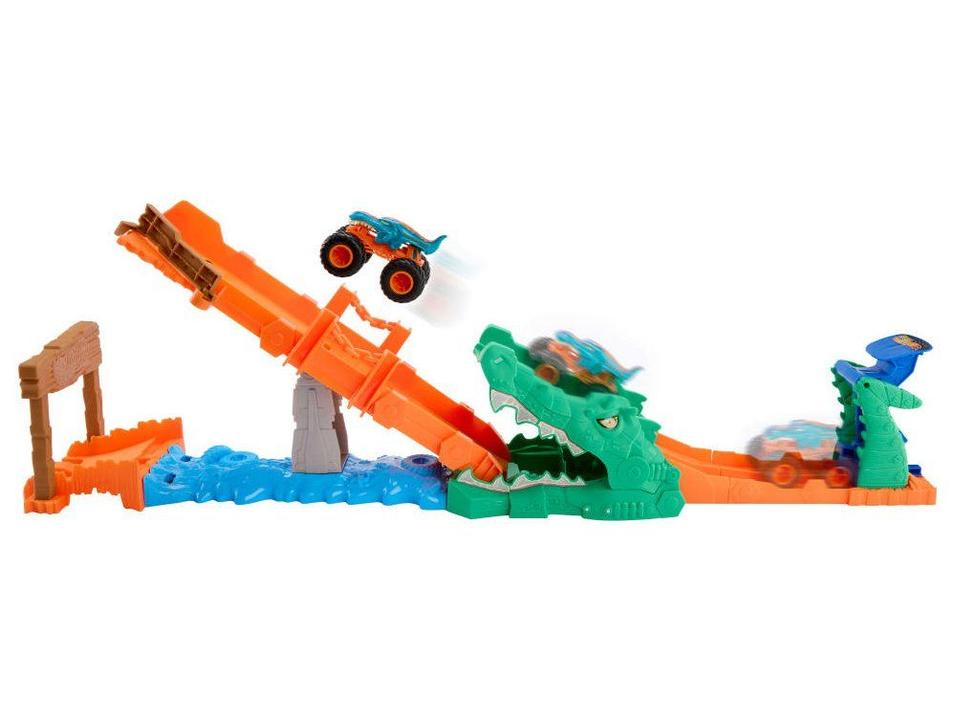 Playset Hot Wheels Monster Trucks Com Mega-Wrex e Crocodilo - 4
