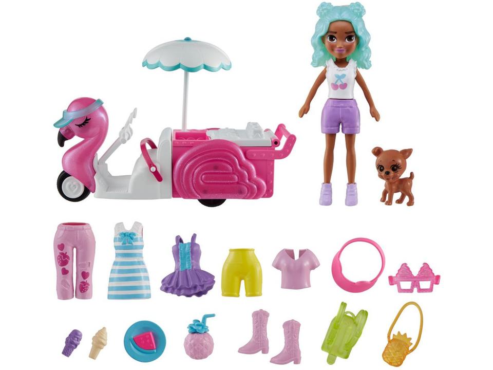 Playset Polly Pocket Carrinho de Lanches Flamingo - 1