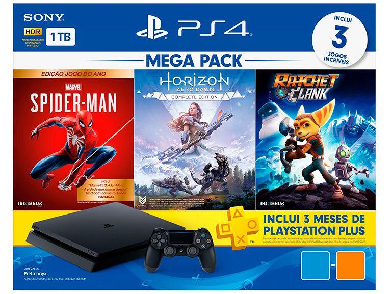 PlayStation 4 Mega Pack V15 1TB 1 Controle Preto - Sony com 3 Jogos PS Plus 3 Meses - 2
