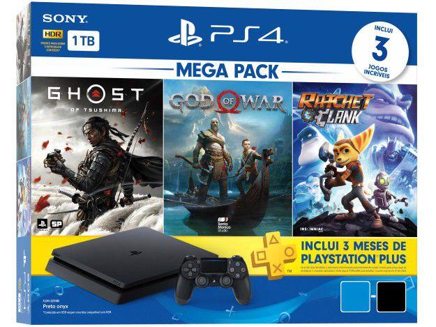 PlayStation 4 Mega Pack V18 2021 1TB 1 Controle - Preto Sony com 3 Jogos PS Plus 3 Meses - 4