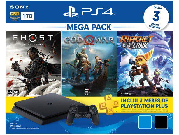 PlayStation 4 Mega Pack V18 2021 1TB 1 Controle - Preto Sony com 3 Jogos PS Plus 3 Meses - 3