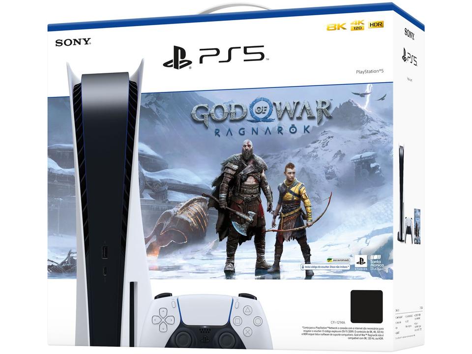 PlayStation 5 2022 825GB 1 Controle Branco Sony - com God of War Ragnarok - 5
