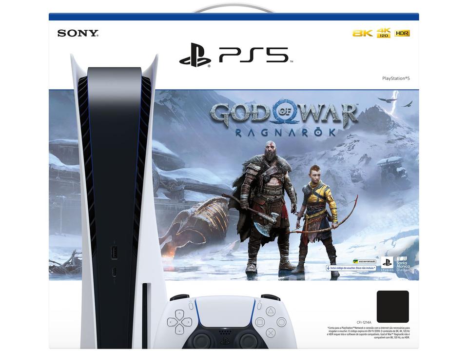 PlayStation 5 2022 825GB 1 Controle Branco Sony - com God of War Ragnarok - 6