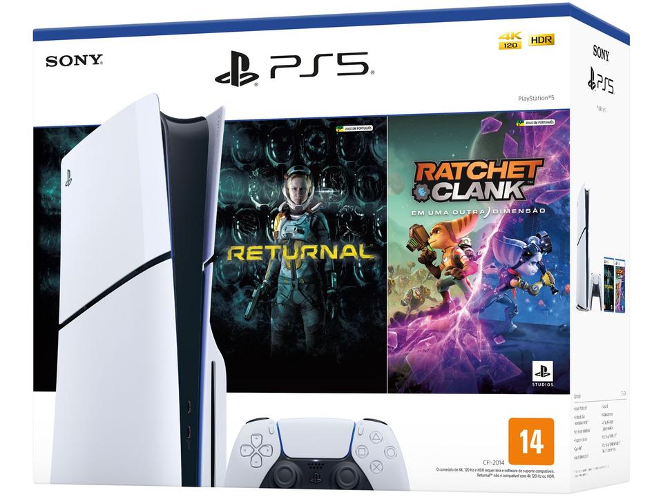 PlayStation 5 Slim 2024 1TB 1 Controle Branco Sony - com 2 Jogos - 14