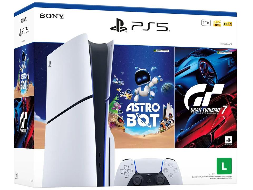 PlayStation 5 Slim Disk 1TB 1 Controle Branco Sony com 2 Jogos - 4