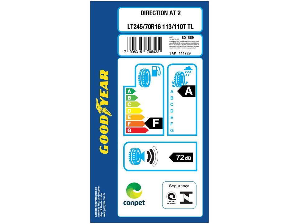 Pneu Aro 16” 245/70R16 Goodyear 113/110T Direction 2 AT - 7