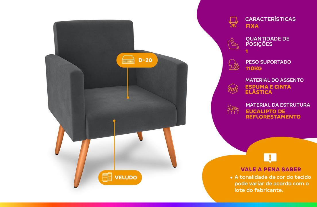 Poltrona Decorativa Moderna Matrix Dallas - 1