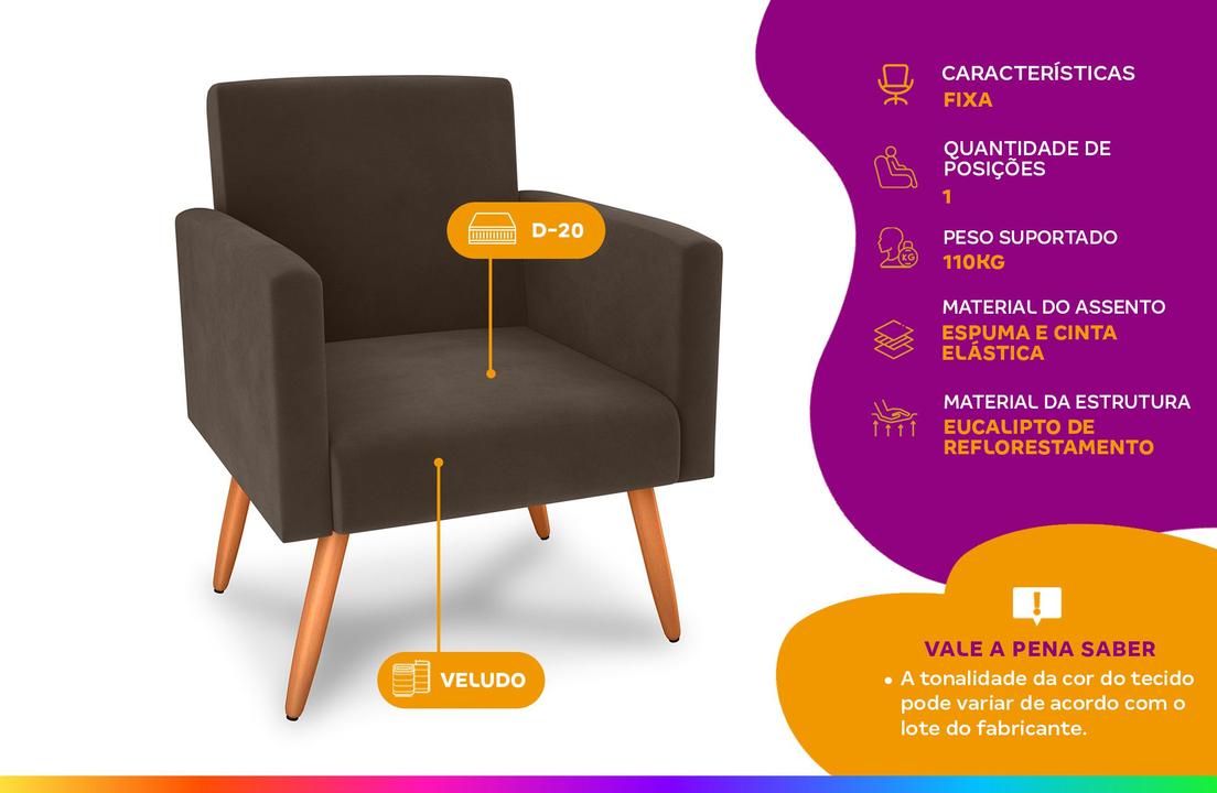 Poltrona Decorativa Moderna Matrix Dallas - 1