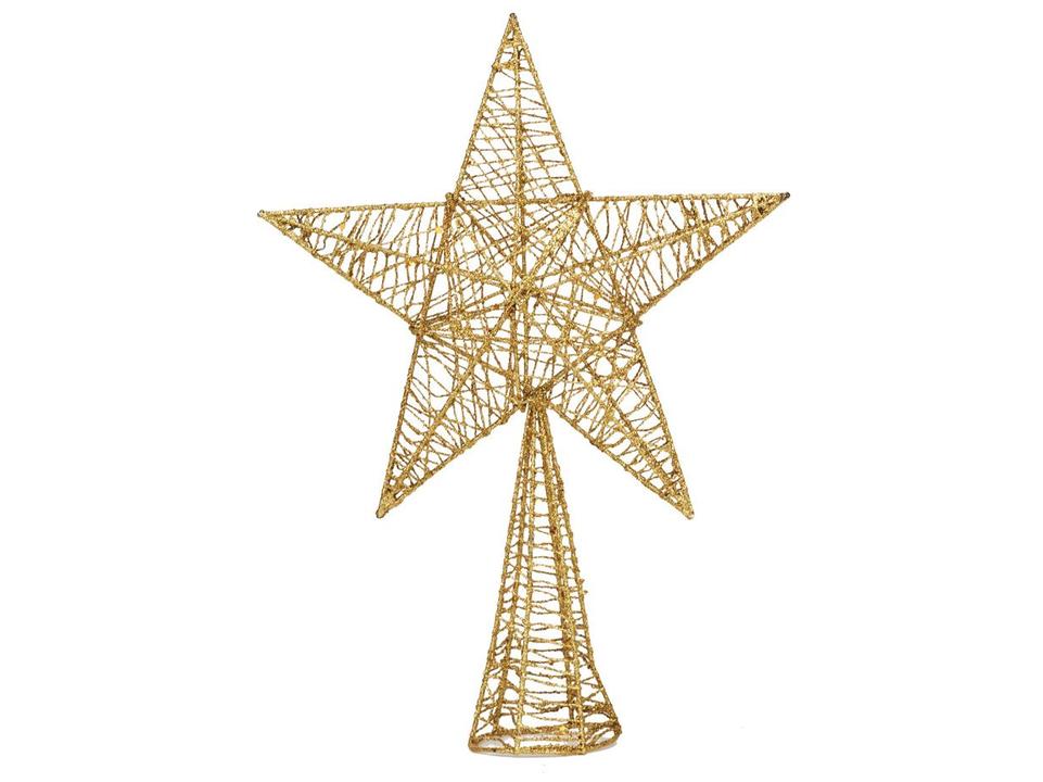 Ponteira de Árvore de Natal Estrela 25cm - Ouro Velho 1019158 Cromus