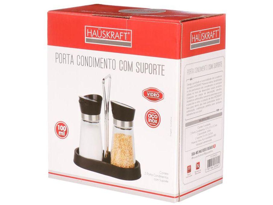 Porta-Condimentos de Vidro 2 Peças Hauskraft com Suporte - 1