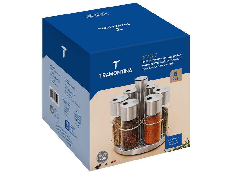 Porta-tempero Inox e Vidro 6 Peças Tramontina Realce com Suporte - 5